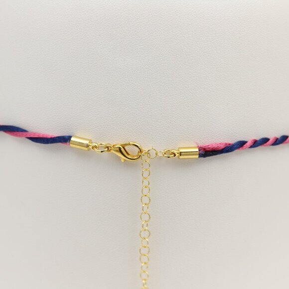 Pink Blue Thread Necklace Choker Adjustable Length Twisted Design Chokers (#90) - Picture 9 of 11